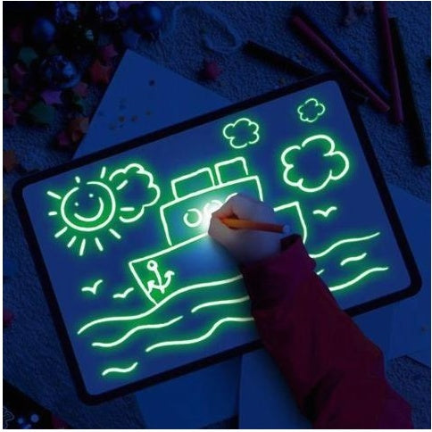 Educational Toy Drawing Pad 3D Magic 8 Light Effects Puzzle Board Sketchpad - Nyaabs