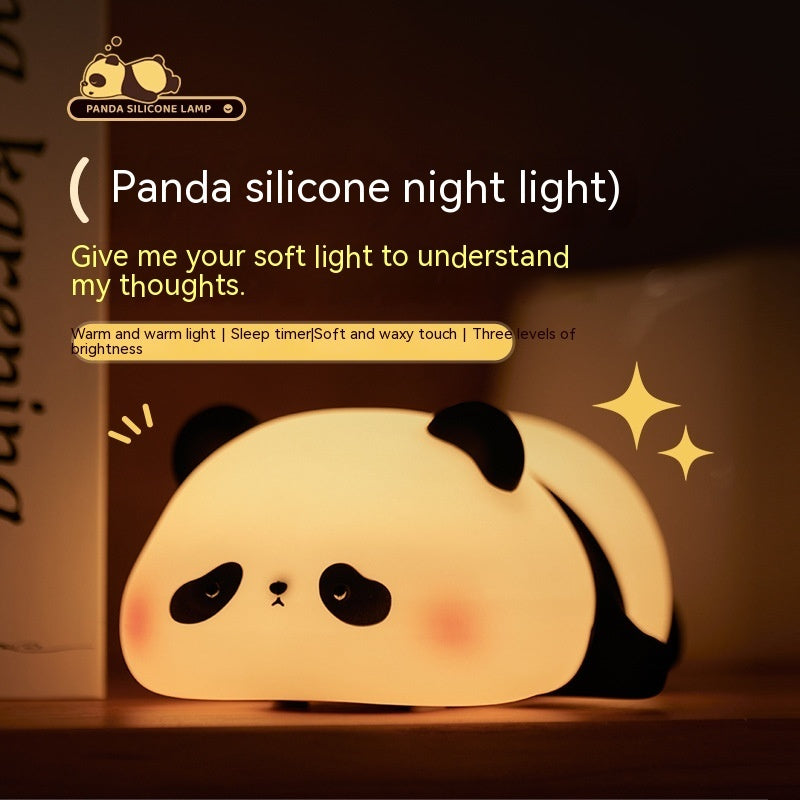 Panda Night Lights For Kids Cute Animal Silicone Timing Rechargeable Lamp Cartoon Panda Bedroom Decoration Kids Boys Girls Gift - Nyaabs