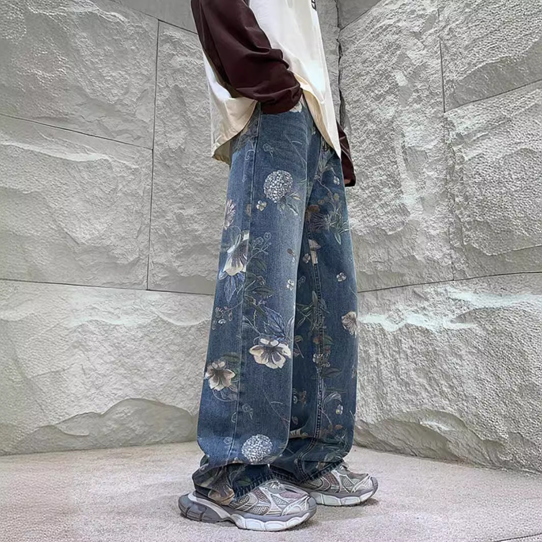 American Retro Worn Jeans Men's Summer Design Sense Niche Straight Fashion Brand Fried Street Ruoshuai - Nyaabs