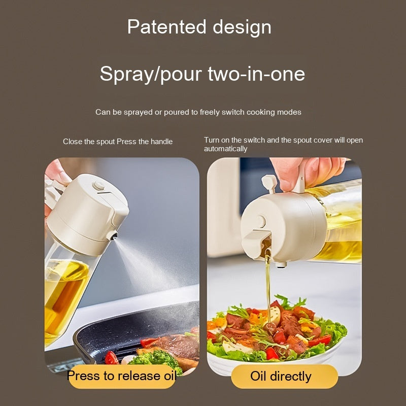 470ML Olive Oil Sprayer Dispenser For Cooking BBQ 2 In 1 Glass Oil Vinegar Soy Sauce Spray Kitchen Oil Bottle For Air Fryer - Nyaabs