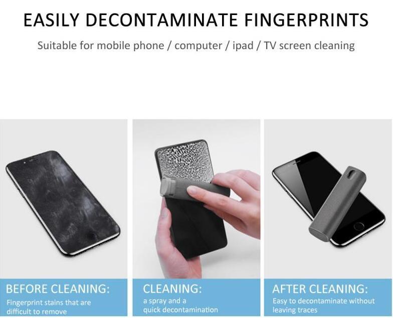 2 In 1 Phone Computer Screen Cleaner Kit For Screen Dust Removal Microfiber Cloth Set - Nyaabs