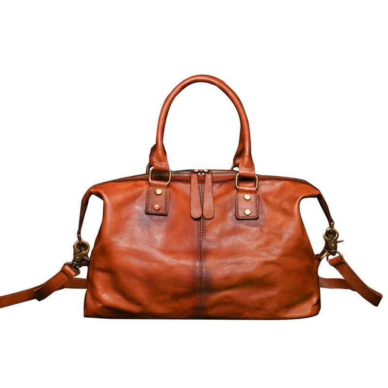 Zipper Handbag First Layer Cowhide Adjustable Shoulder Large Capacity nyaabs.com