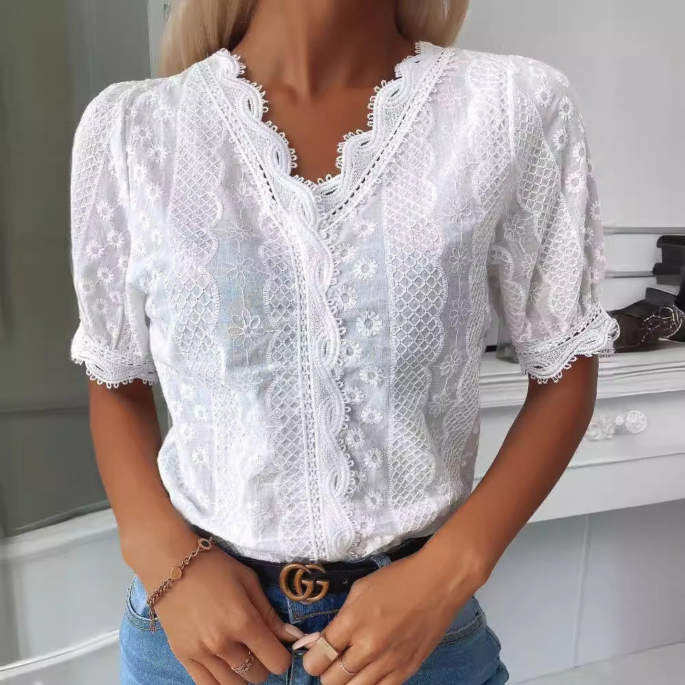 Women's Fashionable Personalized Lace Top Shirt nyaabs.com