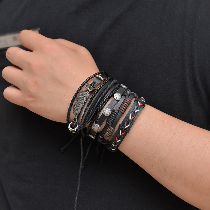 Multilayer Leather Bracelet  For Men - Nyaabs