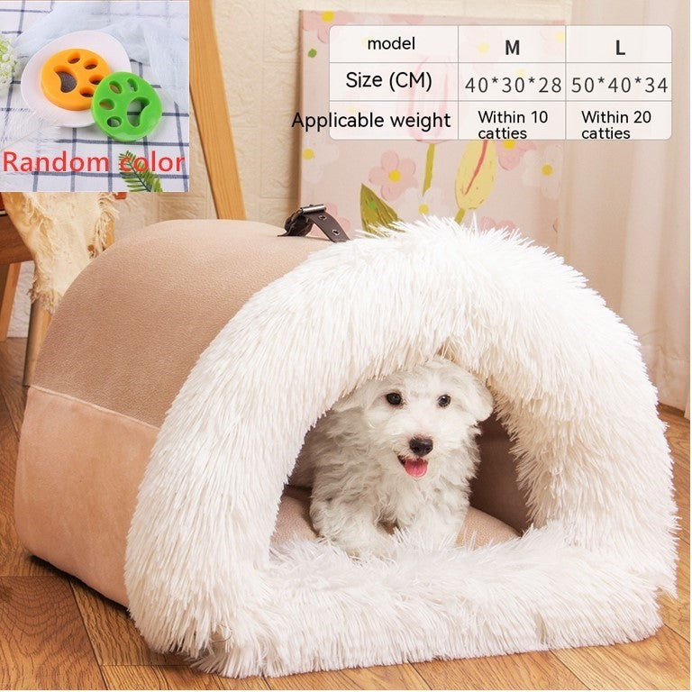 New Splice Portable Pet Nest Portable Autumn And Winter Warm Dog Nest Moisture-proof Long Fur Cat Nest Cross Border Pet Nest nyaabs.com