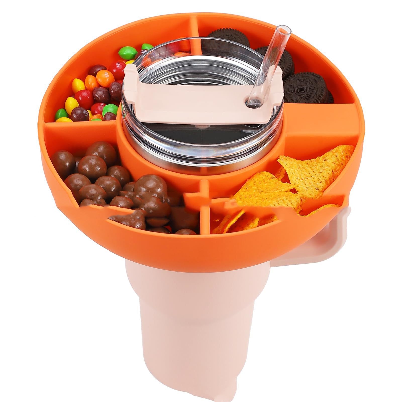 Silicone Snack For Cup 40 Oz Reusable Snack Container 4 Compartment Snack Platters Cup Snack Bowl Cup Holder Food Tray - Nyaabs