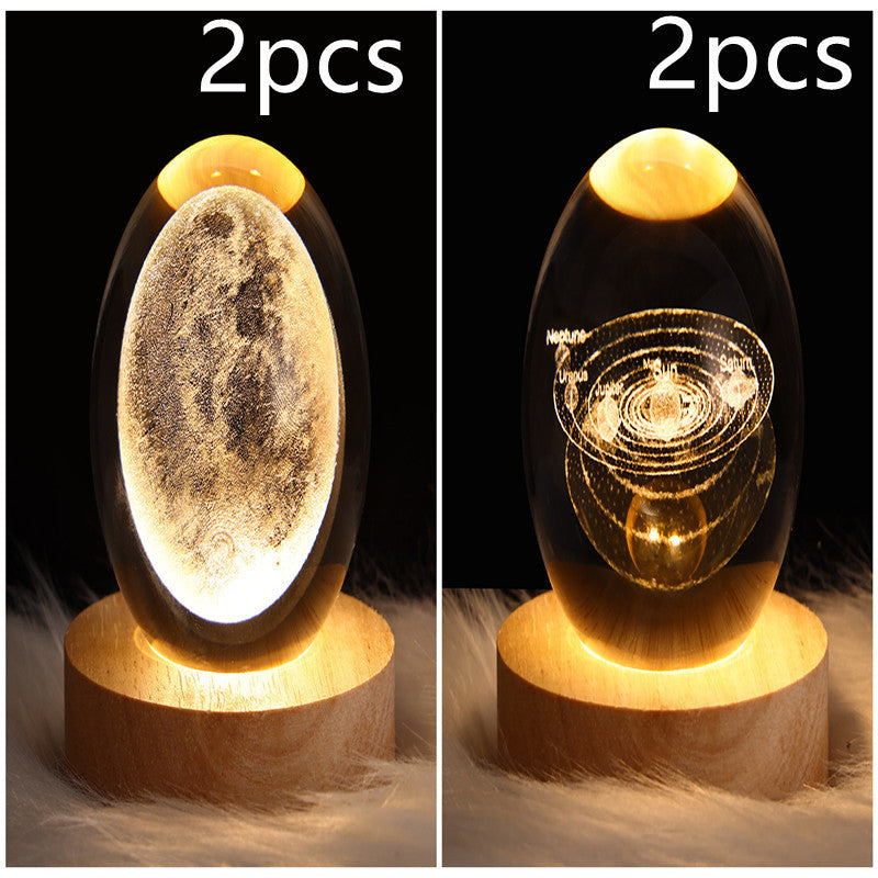 LED Night Light Galaxy Crystal Ball Table Lamp 3D Planet Moon Lamp Bedroom Home Decor For Kids Party Children Birthday Gifts nyaabs.com