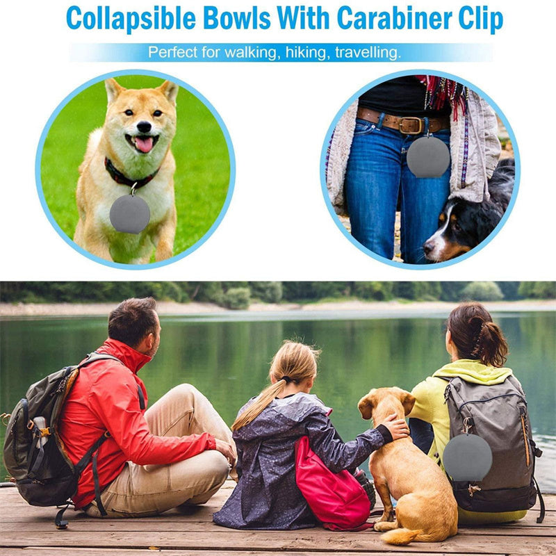 Rubber Foldable Double Bowl Pet Feeding Bowl Pets Supplies Dog Cat Bowls nyaabs.com