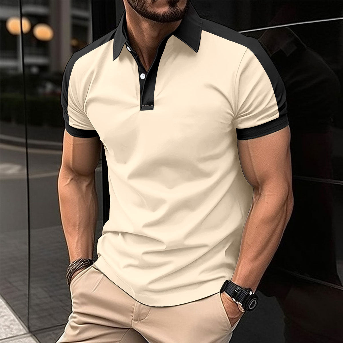 Men's Short Sleeve Business Shirt Summer Casual Polo Shirts - Nyaabs