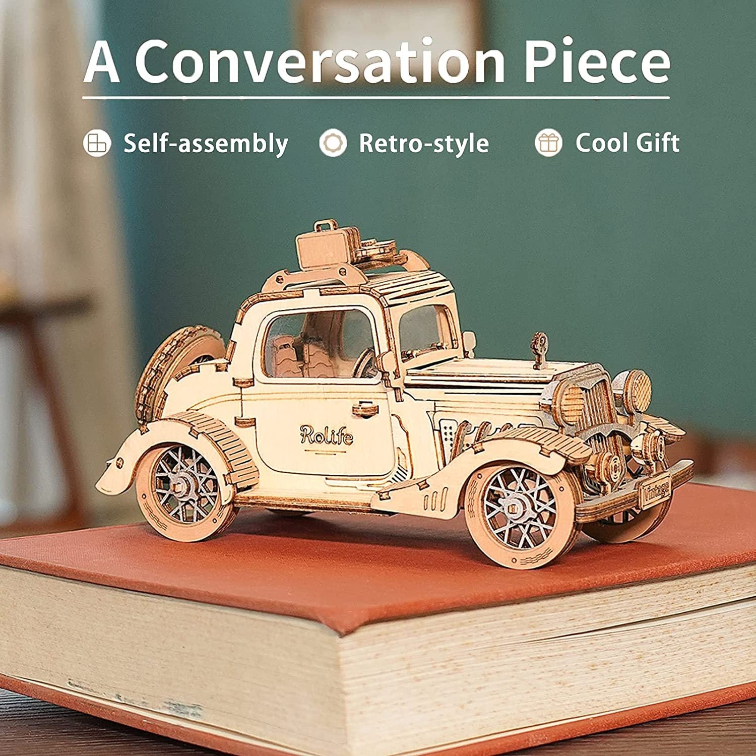 Robotime Rolife Vintage Car Model 3D Wooden Puzzle Toys For Chilidren Kids - Nyaabs