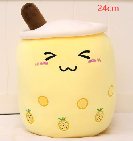 Cute Fruit Drink Plush Stuffed Soft Strawberry Milk Tea Plush Boba Tea Cup Toy Bubble Tea Pillow Cushion Kids Gift - Nyaabs