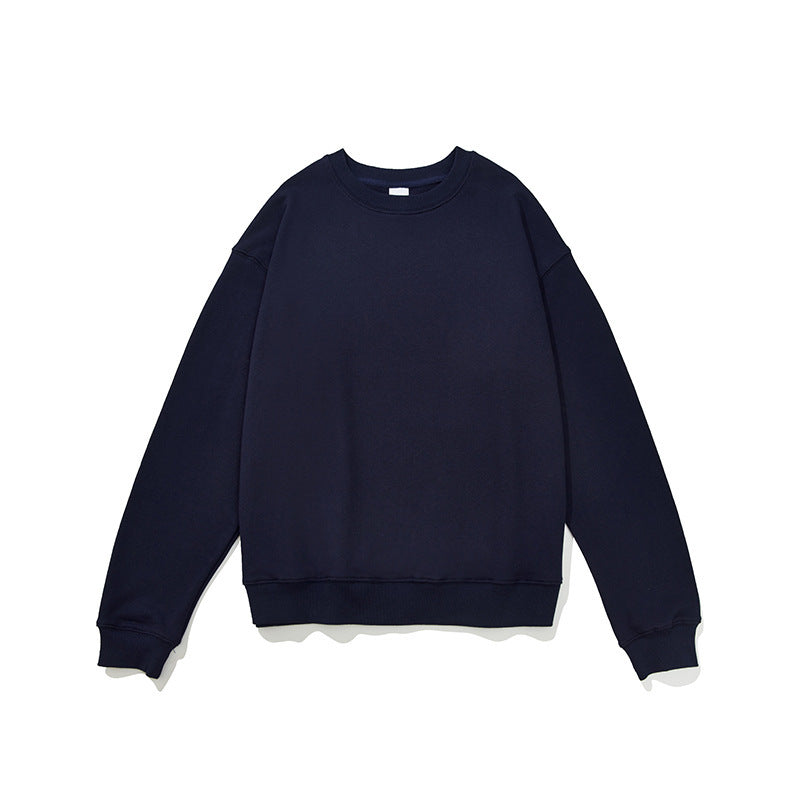 380g Terry Cotton Round Neck Sweater Loose European And American Retro FOG Color Matching - Nyaabs