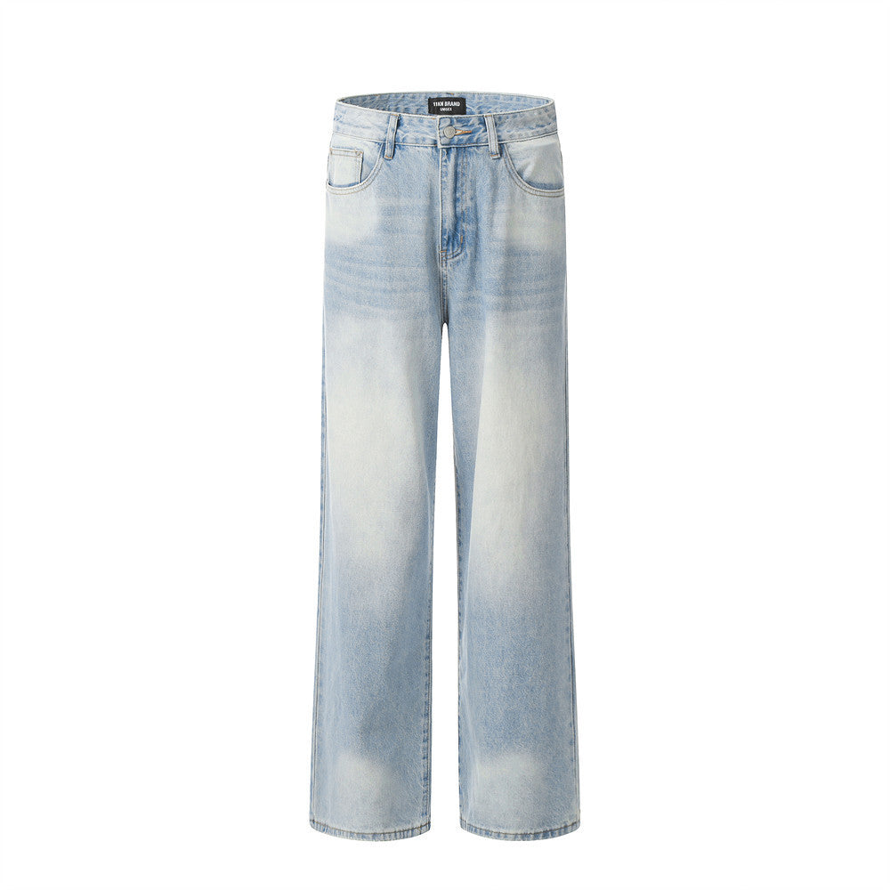 Gradient Wash Denim Trousers Retro Loose - Nyaabs