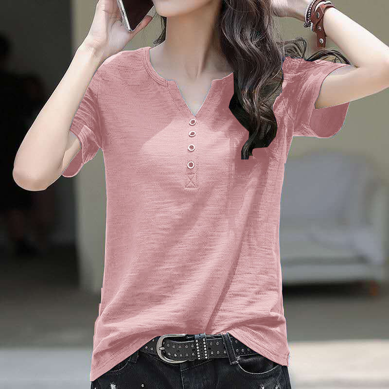 Women's Cotton Short-sleeved T-shirt Loose Bottoming Shirt - Nyaabs