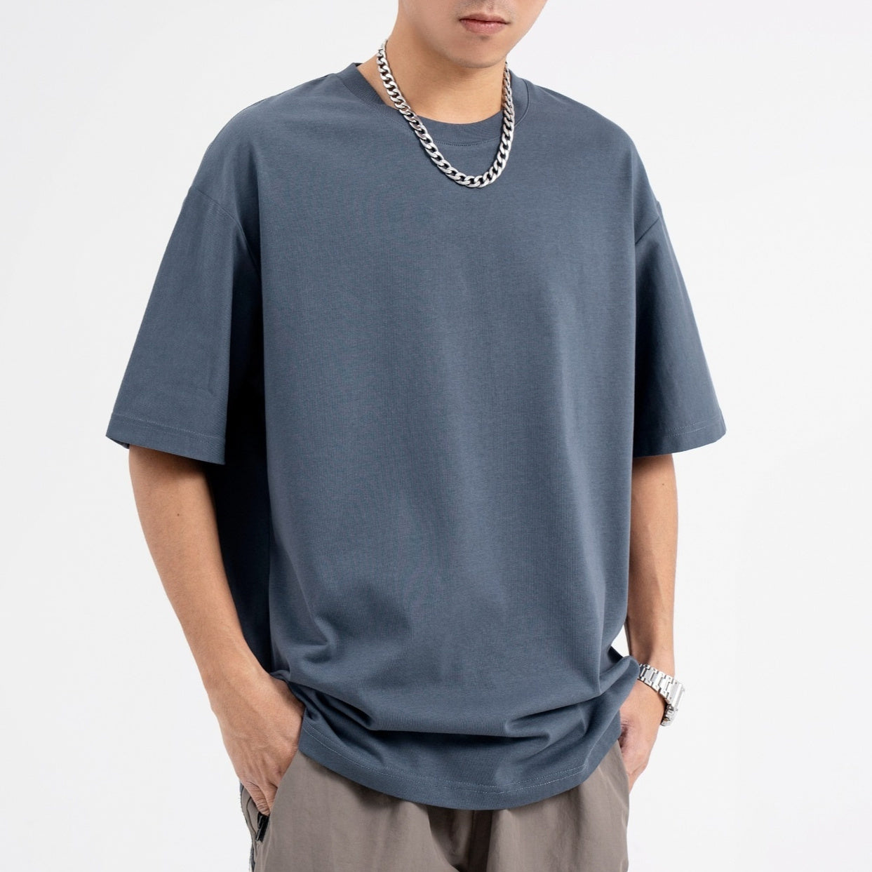 Heavy Men's Cotton Brand High Street Short Sleeve Loose T-shirt - Nyaabs