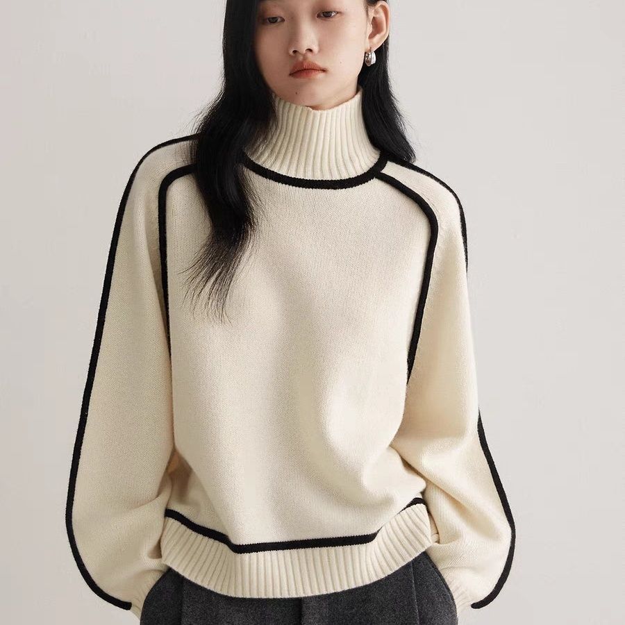 Autumn And Winter Half Turtleneck Three-dimensional Casual Loose Pullover Knitted Sweater Fashion Knit Top Outerwear - Nyaabs