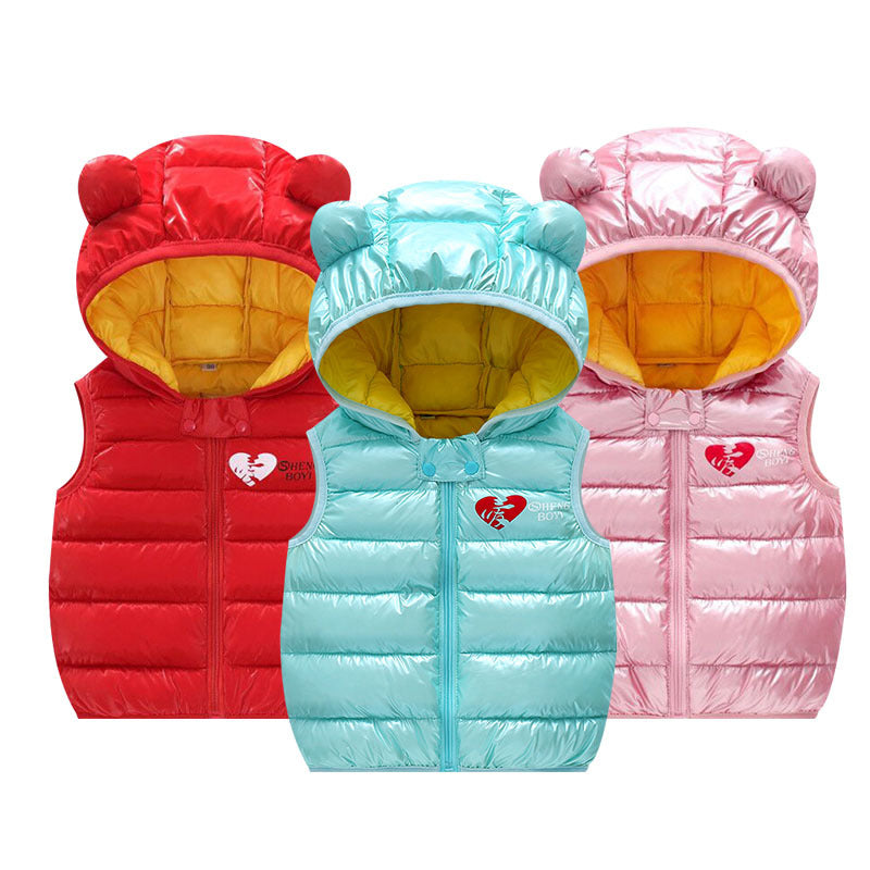 Children Warm Down Vest Autumn Baby Boys Girls Sleeveless Waistcoat Kids Outerwear Vests Children Hooded Jackets - Nyaabs