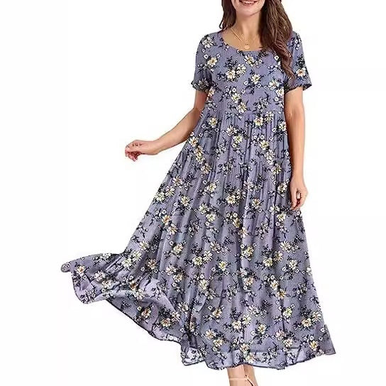 Casual And Comfortable Pleated Loose Floral Dress nyaabs.com