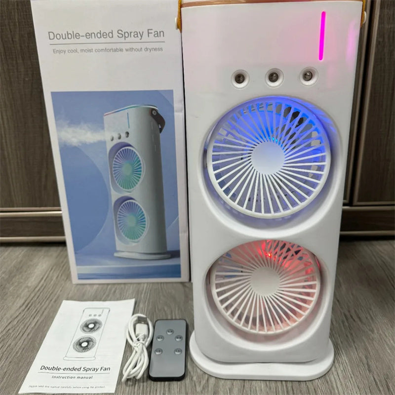 Double-ended Spray Fan Portable Humidifier Fan Air Conditioner Household Small Air Cooler Hydrocooling Portable Air Adjustment - Nyaabs