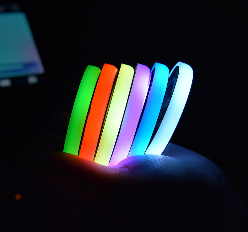 Colorful Cup Holder LED Light-up Coaster Solar & USB Charging Non-slip Coaster Ambient Light For Car Automatically - Nyaabs