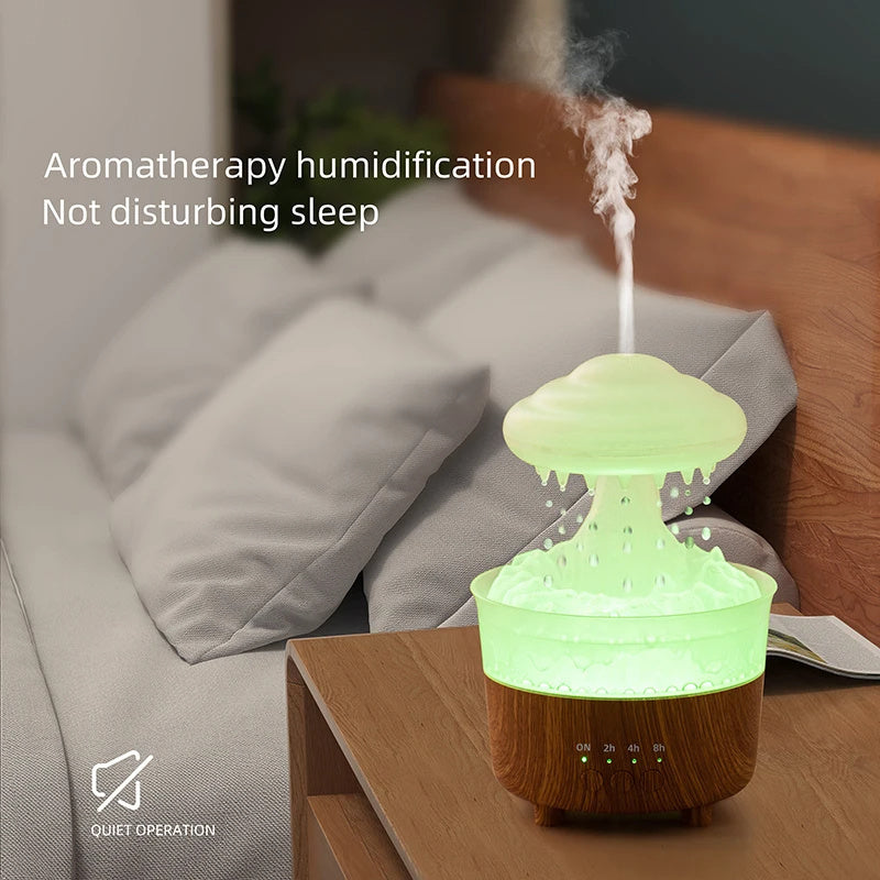 Rain Cloud Night Light Humidifier With Raining Water Drop Sound And 7 Color Led Light Essential Oil Diffuser Aromatherapy - Nyaabs