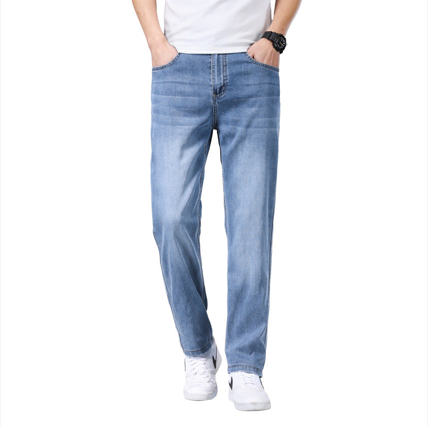 Men's Thin Loose Straight Ice Silk Jeans - Nyaabs