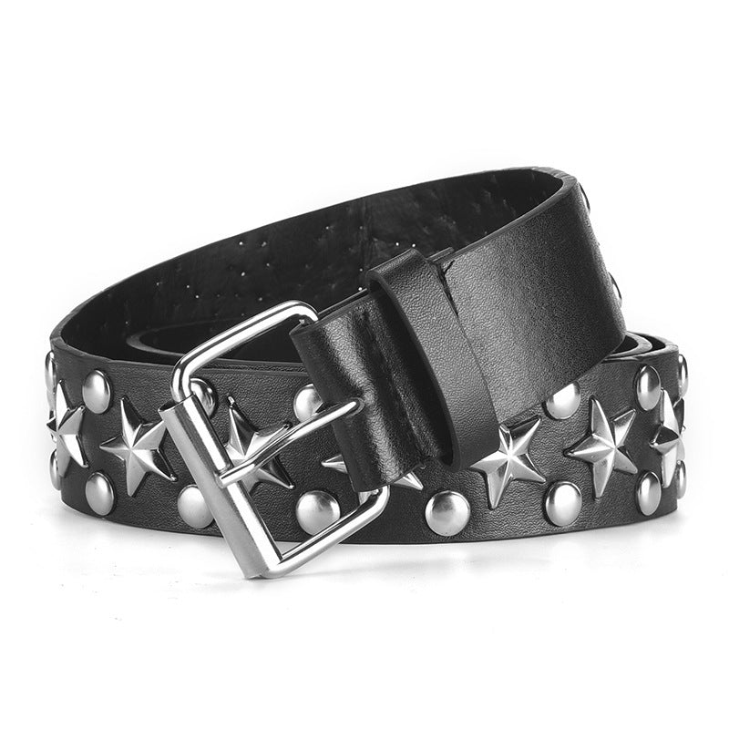 Star Eye Decoration Single Row Eyelet Wide Belt - Nyaabs