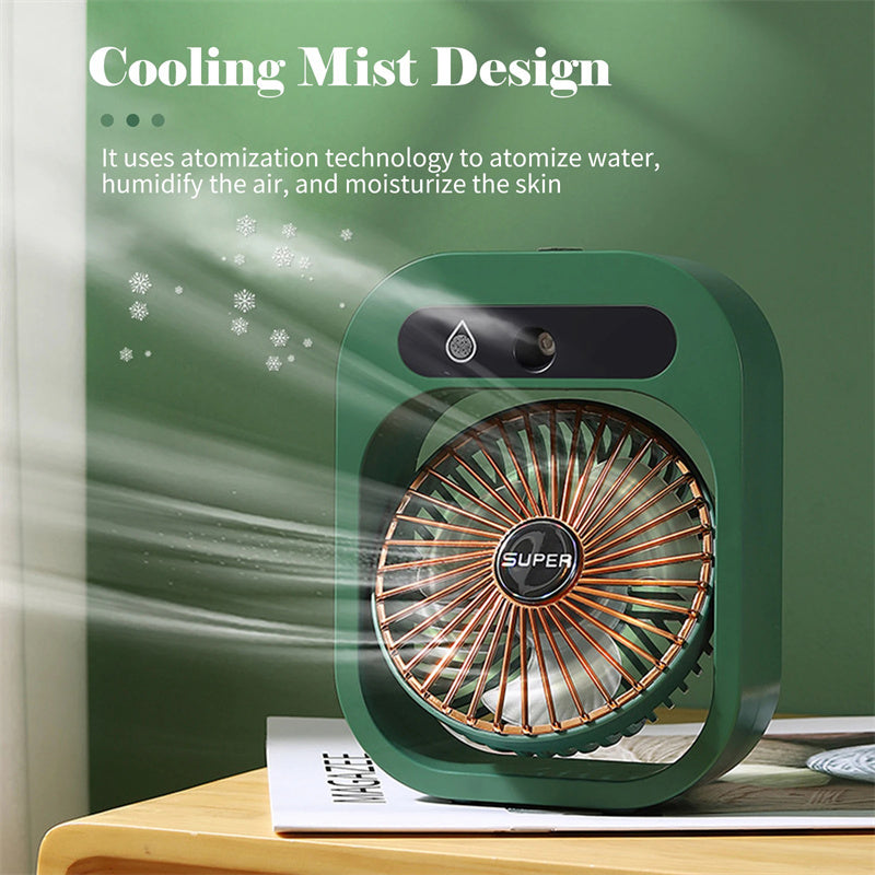 Air Conditioning Fan Desk Misting Fan Air Cooler Cooling USB Rechargeable Humidifier Portable Spray Fan With 3 Wind Speeds Mist Fan For Home - Nyaabs