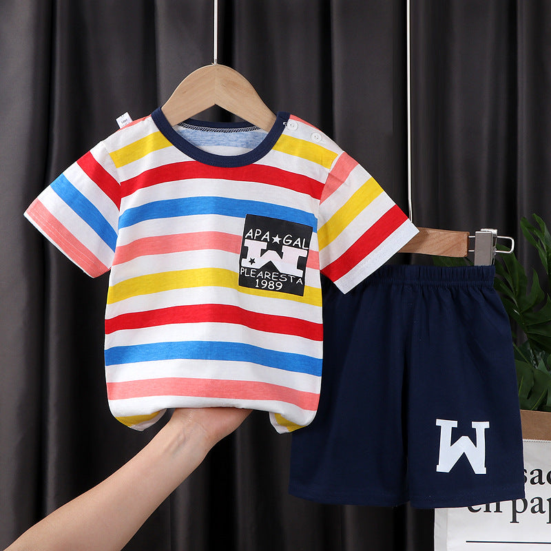 Two-piece Cotton T-shirt With Short Sleeves For Boys And Girls - Nyaabs