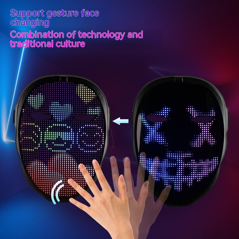 Halloween Face Masks Full Color LED Luminous Mask Face Changing Mask Party Bar Props - Nyaabs