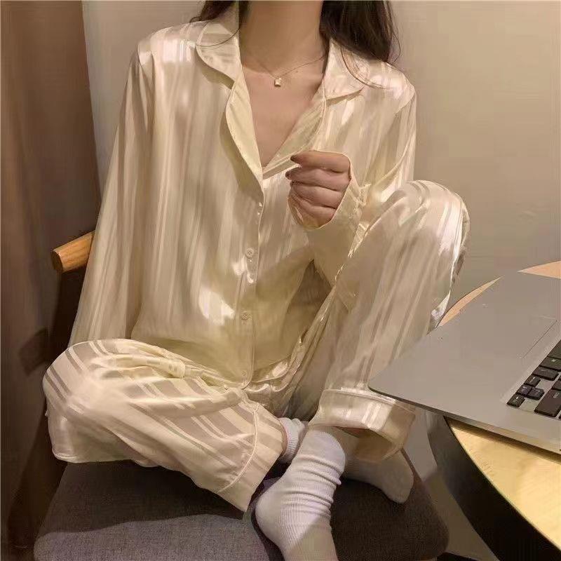 Long Sleeve Trousers Homewear Thin Pajamas Suit nyaabs.com