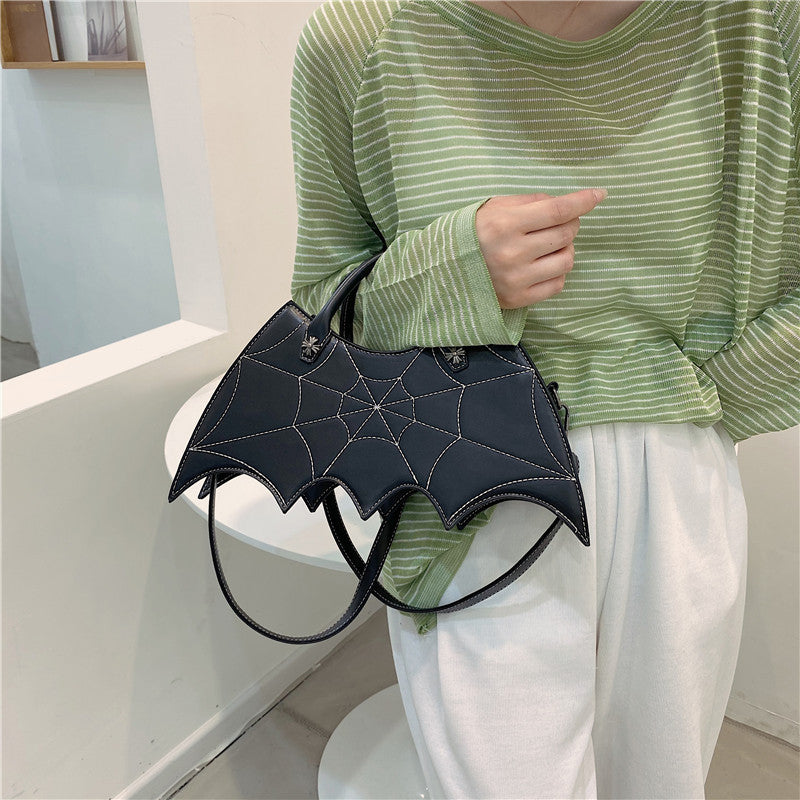 Halloween Spider Web Shape Shoulder Bags Personality Batgirl Tide Pu Handbags Fashoin Messenger Crossbody Bag - Nyaabs