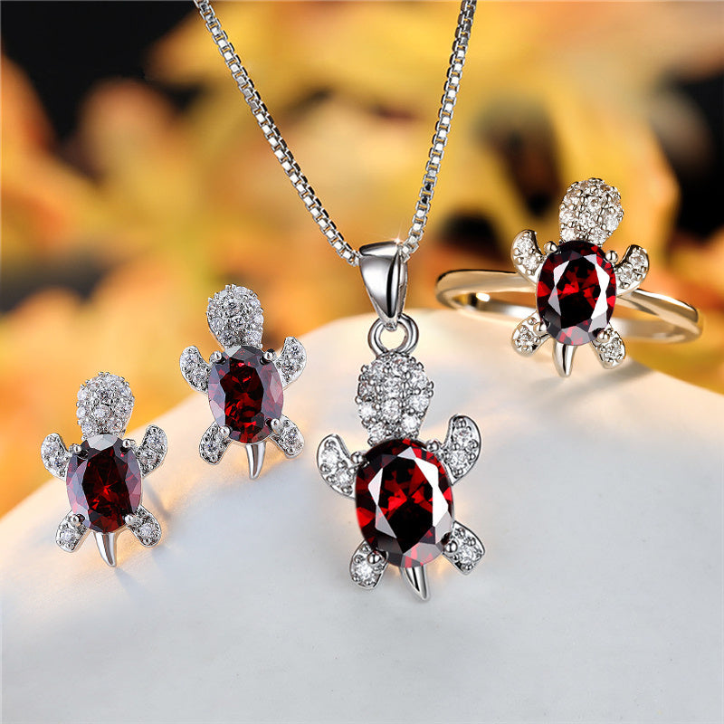 Fashion Oval Zircon Pendant Turtle Shape Necklaces With Rainbow Stone Multicolor Animal Necklace Jewelry For Woman And Children - Nyaabs