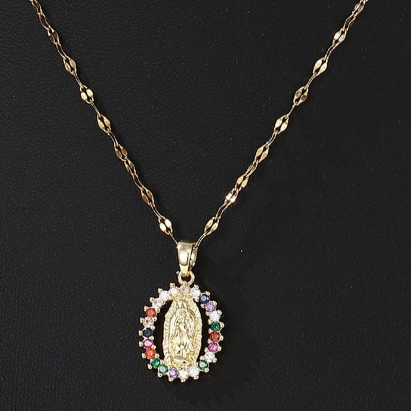 Personality Design Micro Inlaid Zircon Colorful Fashion Necklace - Nyaabs