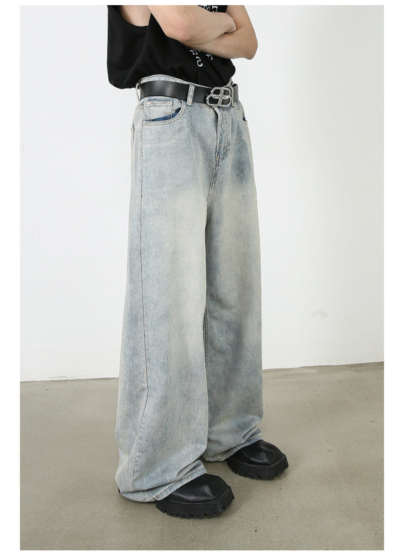 American Retro Washed Straight Jeans Men - Nyaabs