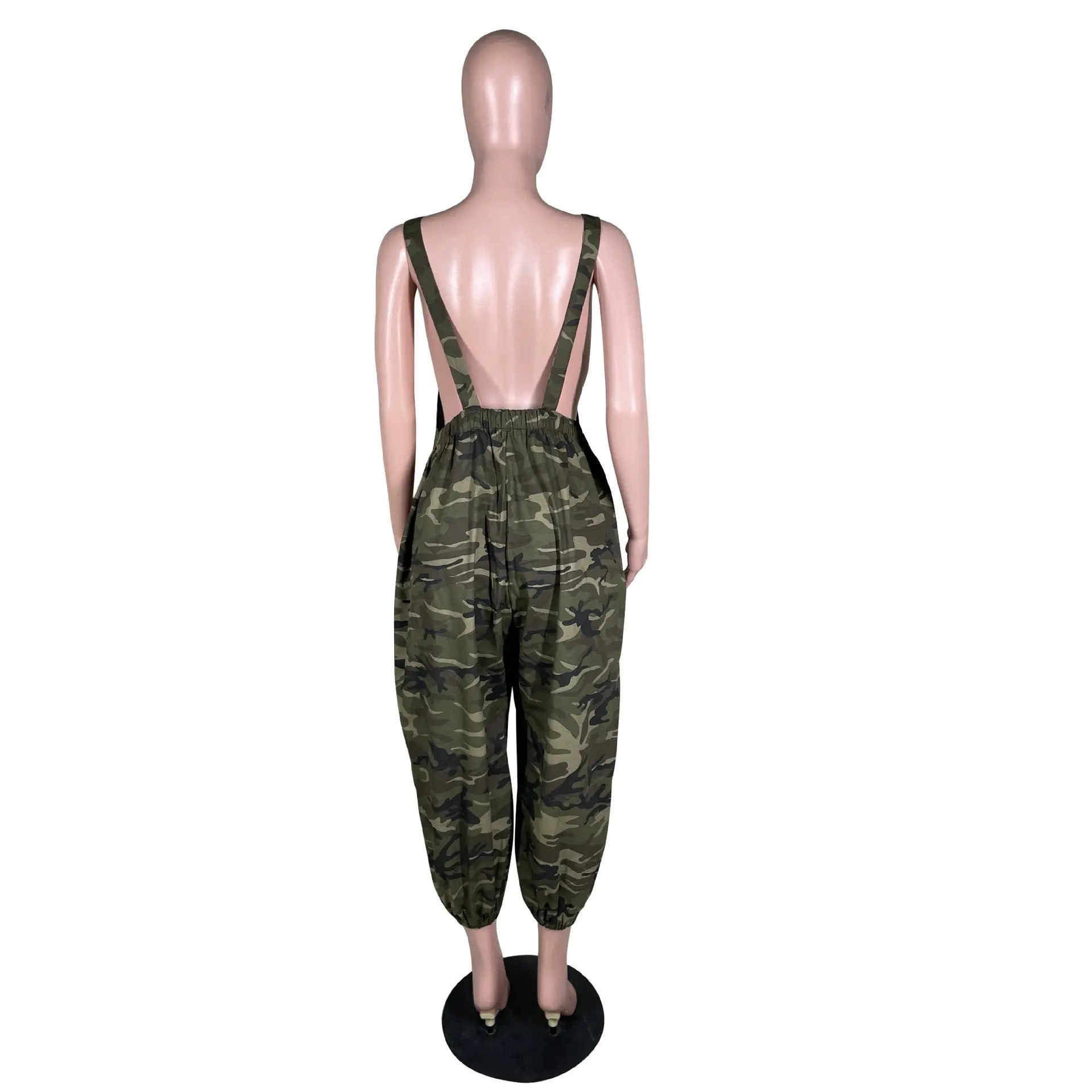 Camouflage Casual Work Clothes Loose Sling Jumpsuit - Nyaabs