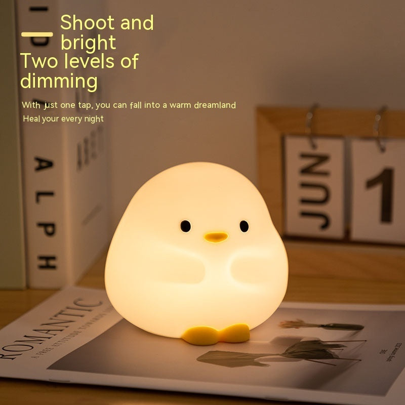 Cute Duck LED Night Lamp Cartoon Silicone USB Rechargeable Sleeping Light Touch Sensor Timing Bedroom Bedside Lamp For Kid Gift Home Decor - Nyaabs