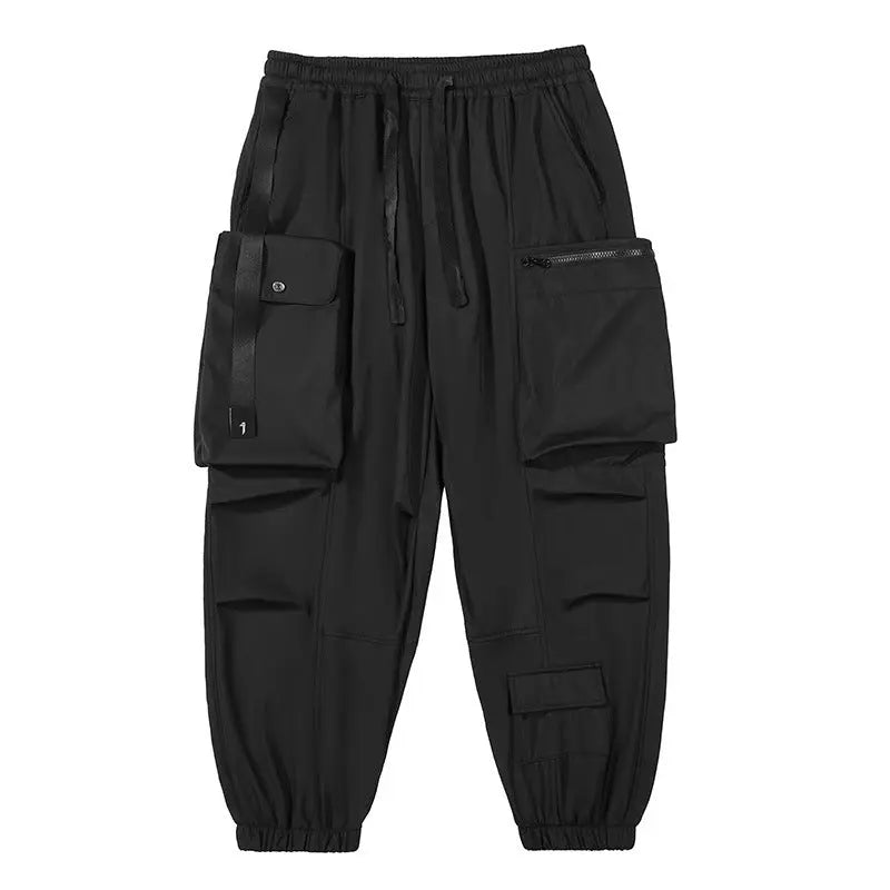 PLarge Pocket Functional Bunched Foot Pants Men's Loose Casual Webbing Cargo Pants - Nyaabs