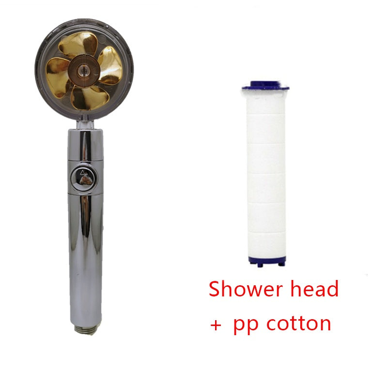 Shower Head Water Saving Flow 360 Degrees Rotating With Small Fan ABS Rain High Pressure Spray Nozzle Bathroom Accessories nyaabs.com