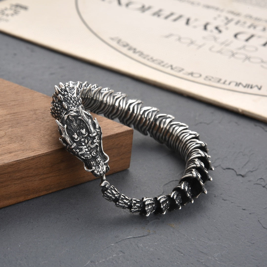 Handmade Retro Domineering Dragon Head Bracelet Men - Nyaabs