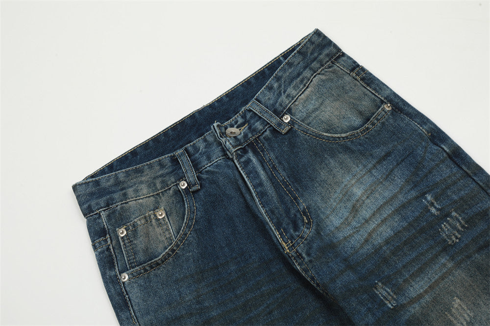 Punk Worn Jeans Trendy Men's Design - Nyaabs