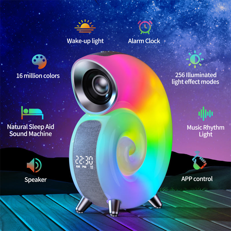 Conch Smart RGB Atmosphere Light Bluetooth Speaker Alarm Clock Wake-up Lamp White Noise Machine For Sleeping Baby APP Control - Nyaabs