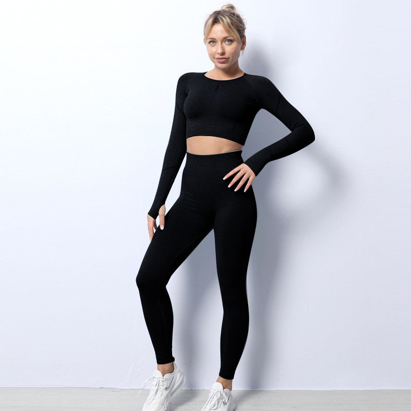 Breathable Sports Seamless Knit Yoga Wear Set - Nyaabs