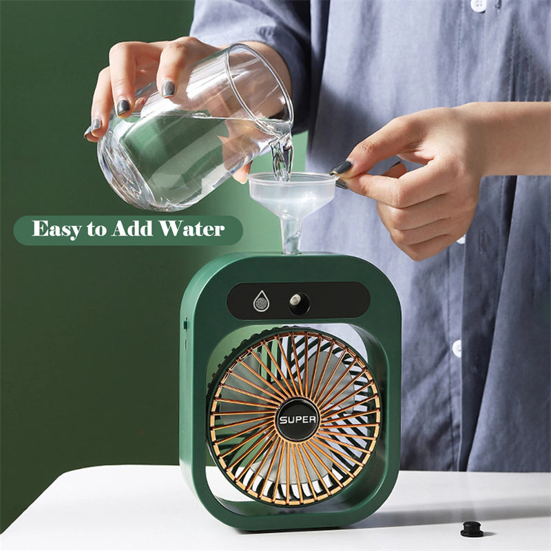 Air Conditioning Fan Desk Misting Fan Air Cooler Cooling USB Rechargeable Humidifier Portable Spray Fan With 3 Wind Speeds Mist Fan For Home - Nyaabs