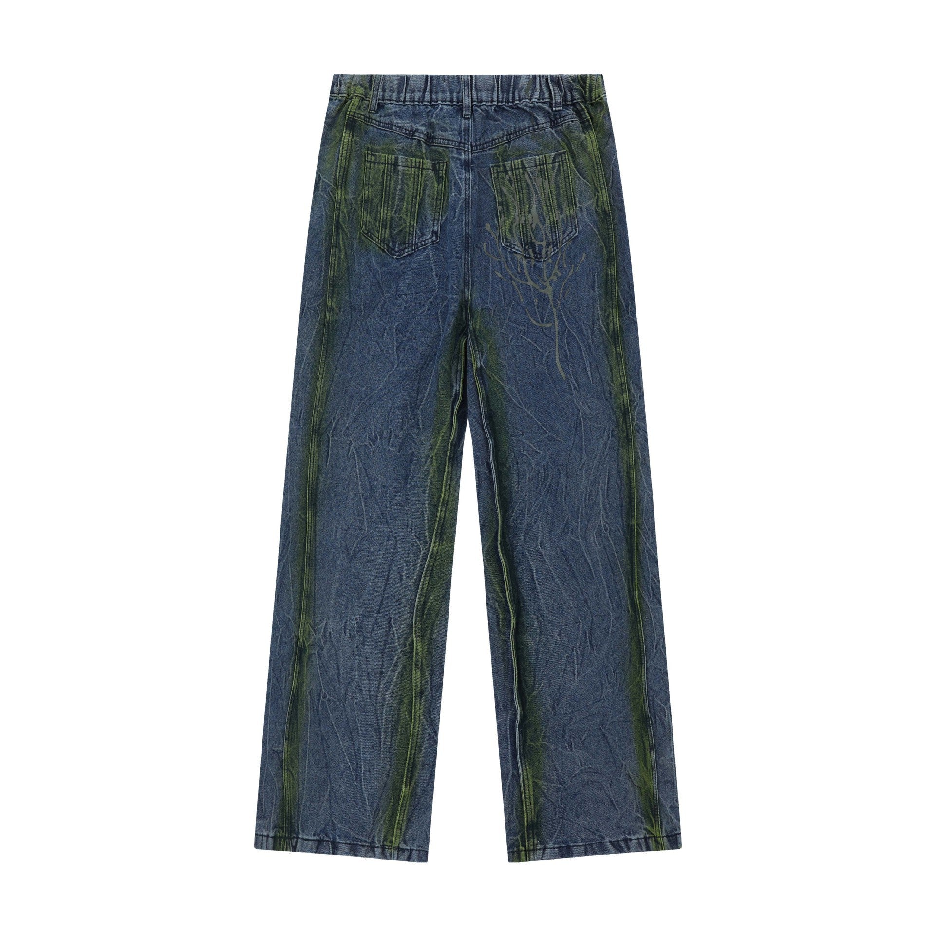 Washed Distressed Tie-dyed Flanging Jeans - Nyaabs