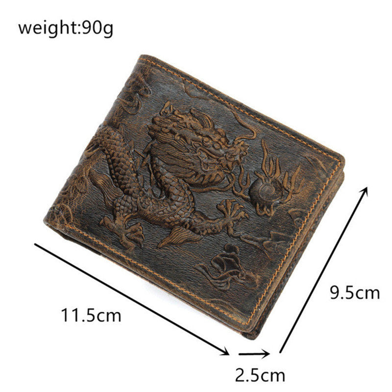 Retro Handmade Wallet Men's Wallet Short Chinese Limelight Layer Cowhide Women - Nyaabs