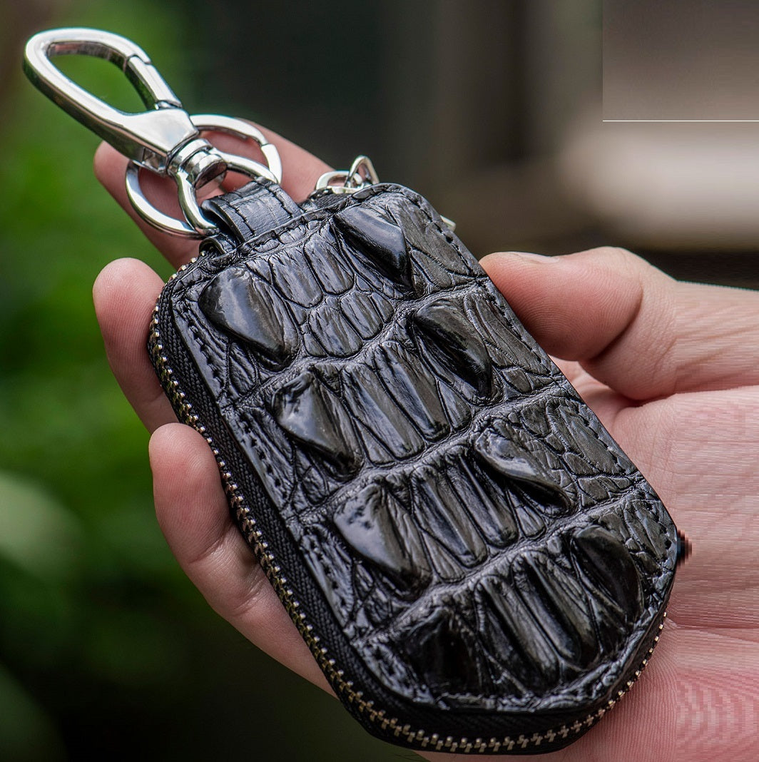 Leather Men's And Women's Zipper Car Key Bag Vertical Card Holder - Nyaabs