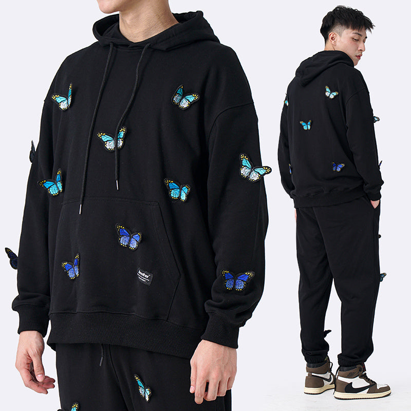 Gradient Butterfly Embroidered Hoodie For Men And Women - Nyaabs