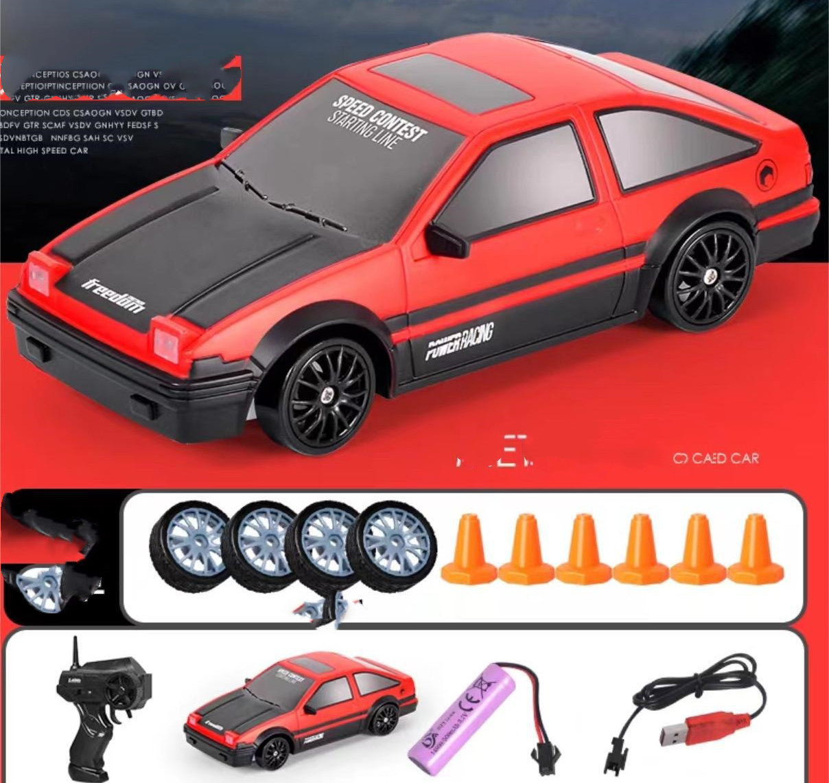 2.4G Drift Rc Car 4WD RC Drift Car Toy Remote Control GTR Model AE86 Vehicle Car RC Racing Car Toy For Children Christmas Gifts - Nyaabs