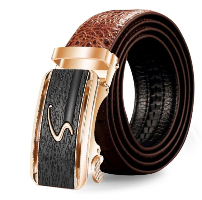 Men's Genuine Leather Belt Automatic Buckle - Nyaabs